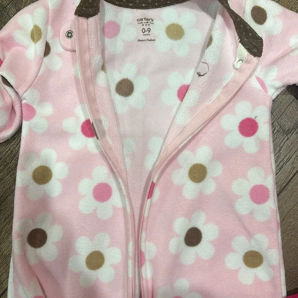 Carter's Brown and Pink Polka Dot Fleece Baby Bundle 5 pc set